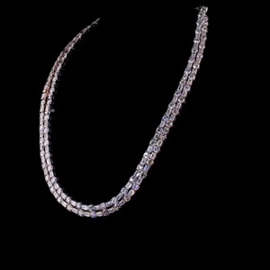 32.00 CT Round And Emerald Cut Diamond 18K <b>Gold</b> Unisex Luxury <b>Necklace</b>-Trendy Lab Grown Jewelry for Gift Occasions - Product Image 4
