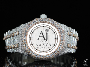 AARVA JEWELS นาฬิกาจักรกลสุดหรูสแตนเลสสตีลกรอบเพชรหน้าปัดคริสตัลแซฟไฟร์ 38 มม. สำหรับทุกเพศ 3BAR กันน้ำแบบซ่อน - Product Image 1