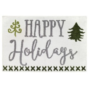 พรมเช็ดเท้าผ้าฝ้ายปักลาย Happy Holidays รูปทรงสี่เหลี่ยมผืนผ้า ด้านหลังยางกันลื่น สไตล์บ้านไร่ - Product Image 4