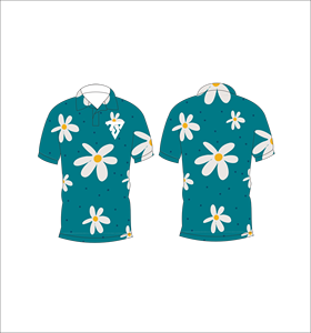 เสื้อโปโลพิมพ์ลายดอกเดซี่สีเขียวอมฟ้าสำหรับผู้ชาย แขนสั้นลำลอง เหมาะสำหรับเล่นกอล์ฟในฤดูร้อน - Product Image 6