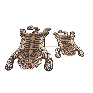 Tapis en laine tissé à la main de style tibétain traditionnel, motif peau de tigre, imitation fourrure animale, antidérapant, pour salon - Product Image 5
