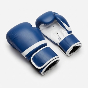 Gants de boxe bleus en PU à doigts entiers avec fermeture Velcro pour adultes - Product Image 1