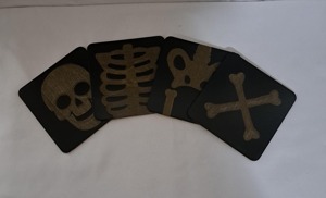 Ensemble de sous-verres à thème squelette pour Halloween, décoration de table effrayante et idéal pour les bars, cafés et les fêtes à thème - Product Image 6