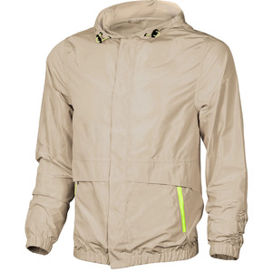 Blouson bomber coupe-vent beige à capuche pour homme, fermeture éclair frontale, en polyester, coupe droite, couleur unie, idéal pour le printemps - Product Image 2