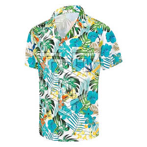 T-shirt hawaïen uni teint pour homme, confortable, grande taille, décontracté, col montant, respirant, prix raisonnable - Product Image 1