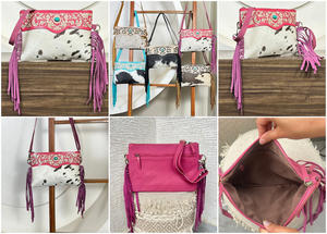 Bolso Bandolera de Cuero Genuino Rosa con Diseño Elegante y Adorno de Piedra Turquesa, Colección Expo Marzo 2026 - Product Image 3