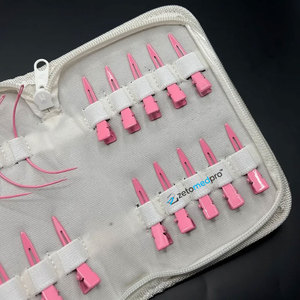 Pinces à cheveux professionnelles en acier inoxydable réutilisables roses avec barrette à griffes pour extensions capillaires, idéales pour les salons de coiffure - Product Image 2
