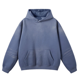 เสื้อฮู้ดเปล่าคุณภาพสูงแบบยูนิเซ็กซ์ ผ้าฝ้าย ทรงพูลโอเวอร์ สกรีนโลโก้ได้ตามต้องการ เสื้อฮู้ดผู้ชายสไตล์วินเทจทรงโอเวอร์ไซส์ สตรีทแวร์ - Product Image 1