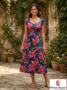 Tela de Poliéster con Estampado Digital Floral Elegante, Fabricante Personalizado con Impresión Personalizada para Prendas y Ropa - Product Image 4