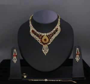 Conjunto de Gargantilla de collar tradicional chapado en oro de alta calidad, nueva tendencia, combinación de joyería de boda elegante para mujeres y niñas - Product Image 1