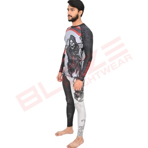 Ensemble 3 pièces pour homme Jiu Jitsu brésilien Rashguard MMA T-shirt Gym Shorts tricoté Vêtements de sport pour la boxe Grappling BJJ brésilien - Product Image 6
