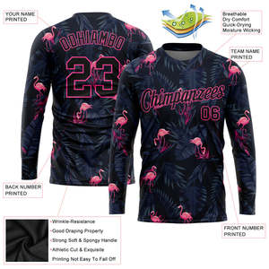 customized Premium Tropical-Flamingo Black <b>Red</b> Baseball Jersey Long Sleeve Supplier Custom Sublimation Sports <b>Top</b> & Men's Shirts - Product Image 1