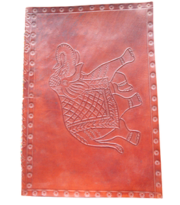 Carnet en cuir à couverture rigide, fournitures de bureau personnalisées, couleur marron, papier en coton recyclé fait main, design gaufré - Product Image 1