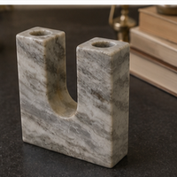 Porte-bougie en marbre en forme de U, fait à la main, en pierre naturelle, pour la décoration de la maison, de l'hôtel et de la table