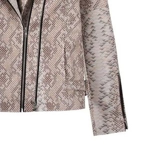 Veste en cuir véritable de vachette gaufré serpent, veste de mode haut de gamme personnalisée, service d'échantillons OEM ODM, personnalisation disponible - Product Image 3