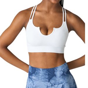เสื้อชั้นในกีฬาผู้หญิงแบบร่อง ทรงดันทรง ไร้ตะเข็บ สายไขว้หลัง สำหรับออกกำลังกาย ยิม โยคะ ฟิตเนส แอคทีฟแวร์ รับผลิตตามแบบ (OEM) พร้อมสกรีนโลโก้ ขายส่ง - Product Image 2