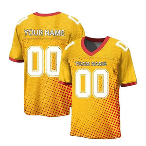 เสื้อฟุตบอลอเมริกันโพลีเอสเตอร์รุ่นลิมิเต็ดอิดิชั่น พิมพ์ลายระบายอากาศได้ดี แบบซับลิเมชั่นตาข่ายไล่เฉดสีทองโบราณ ไซส์พลัสใหม่ - Product Image 1