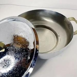 Arabic stainless steel engraved casseroles with floral <b>knob</b> perfect for traditional and modern recipes - Product Image 2