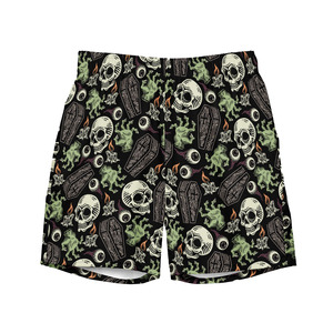 Custom <b>Men's</b> Black <b>Green</b> Skull Coffin Print <b>Shorts</b> Halloween Streetwear Casual Summer <b>Shorts</b> - Product Image 4
