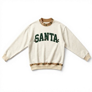 Sweat-shirt à col montant pour femme avec imprimé lettre du Père Noël, manches longues, en coton tricoté, design de Noël - Product Image 1