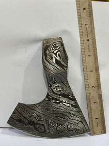 Tête de hache plate en acier Damas de qualité industrielle, faite à la main, motif Viking, 4 en 1, 1 kg - Product Image 6