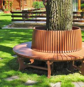 Banco Circular de Madera de Teca Moderno para Exteriores, Muebles de Jardín y Parque - Product Image 1
