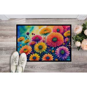 Chrysanthemums <b>Indoor</b>/Outdoor Non-Slip Washable Low Pile <b>Door</b> <b>Mat</b> 24H X 36W Colorful Front Entryway Rug - Product Image 2