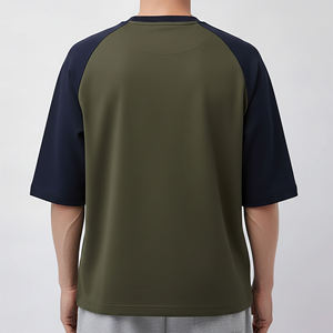 T-shirt Homme Oversize à Manches Raglan, Couleur Unie, Coton Jersey, Col Rond, Décontracté, Imprimé Logo Avant, Respirant, Coupe Confortable - Product Image 5