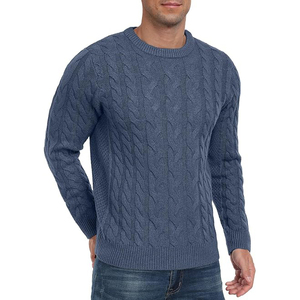 Pull classique anti-boulochage pour homme, col rond, en coton doux tricoté, essentiel pour l'hiver, décontracté, avec logo frontal - Product Image 2