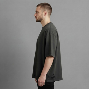 OEM/ODM Custom Heavyweight Oversized Men's T-Shirt Crew <b>Neck</b> Blank Drop Shoulder Solid Color Hip Hop 100% Cotton man blank Tees - Product Image 2
