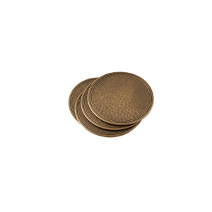 Antique Bronze Metal Drink Coasters Set of 4 Eco Friendly Round Hammered Copper <b>Table</b> <b>Protector</b> for Hotel Restaurant Bar Use - Product Image 1