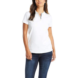 T-shirts pour femmes en piqué polyester/coton, coupe ajustée, manches courtes, décontractés, respirants, écologiques, personnalisables en gros - Product Image 2