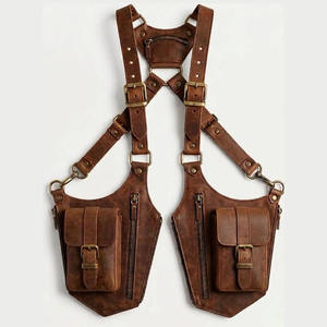 VIBE SEWN Genuine Leather Shoulder Holster Bag Organizer Elegant Vintage Finish Durable 25L Capacity Waterproof Adjustable Strap - Product Image 5