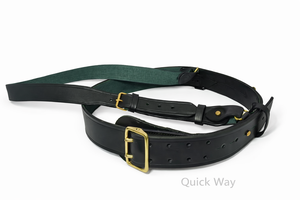 Ceinture Sam Browne en cuir noir faite à la main avec boucle dorée, style britannique, ceinture uniforme à sangle croisée - Product Image 6