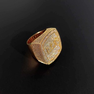 Premium Quality Mens and Women’s Silver and Gold Hip Hop <b>Ring</b> with Moissanite Stones Adjustable <b>Iced</b> Out Jewelry for Nightlife - Product Image 1
