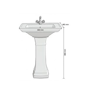Conjunto de Lavabo Moderno con Pedestal y Cuenco Cuadrado para Baño y Uso Hospitalario - Product Image 4