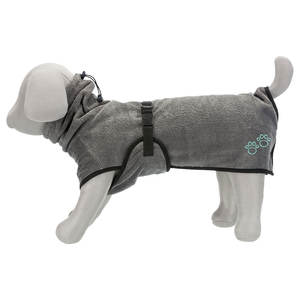 Dog Bathrobe XL Size 75 cm Terry <b>Cloth</b> Grey for Pet <b>Cleaning</b> & Bathing - Product Image 4