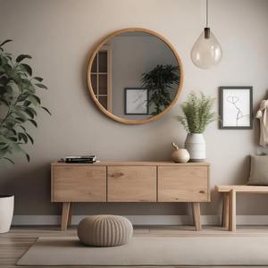 กระจกติดผนังไม้ลายชายฝั่ง กระจกติดผนังไม้สไตล์บ้านชายหาด สำหรับตกแต่งภายในสไตล์ทะเล ขายส่งอุปกรณ์ตกแต่งกระจกแขวน - Product Image 2