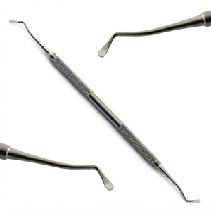 Curette dentaire Lucas en argent avec poignée moletée, instrument chirurgical manuel de classe I - Product Image 6