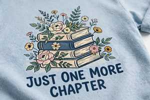 Women's <b>Light</b> Blue Summer Jersey Breathable Book Stack Graphic T-Shirt Just One More Chapter Printed Casual O-<b>Neck</b> Tee - Product Image 4