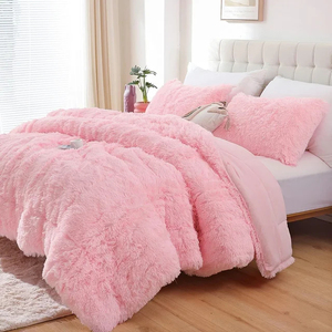 Ensemble de housse de couette matelassée réversible en polyester jaune et blanc, literie d'hiver en peluche, taille Queen, couette douce et confortable, hypoallergénique - Product Image 1