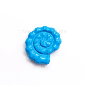 Blue Turquoise <b>Shell</b> Shape Carved Gemstone Cabochon 22mm Natural Stone Carving Loose Turquoise Gemstone Jewelry Making Wholesale - Product Image 1