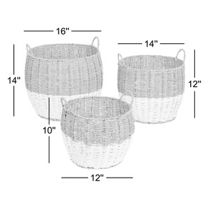 ชุดตะกร้าหวายทรงกลม 3 ใบ ทาสีครึ่งด้านด้านล่าง งานแฮนด์เมด ตะกร้าเก็บของ ขายส่ง เป็นมิตรกับสิ่งแวดล้อม ผลิตในเวียดนาม - Product Image 3