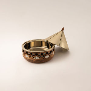 Cacerola Oriental con Tapa de Acero Inoxidable, Base de Cobre Pulido, Diseño Redondo, Recipiente Duradero para Calentar y Servir Alimentos - Product Image 3