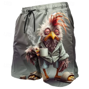 Divertidos Shorts de Playa con Estampado de Pollo Kung Fu, Moda de Verano para Hombres y Niños, Shorts de Baño Casuales con Estampado 3D de Animales, Talla Grande - Product Image 3