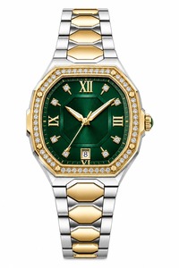 Montre de luxe Tonneau Diamond avec cadran vert, bracelet en acier inoxydable, analogique à quartz, unisexe - Product Image 3