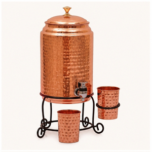 Best-Selling Pure Copper Hammered <b>Water</b> Dispenser Set Storage Tank with Tap Iron Stand Hammered Texture Drinking <b>Container</b> - Product Image 5