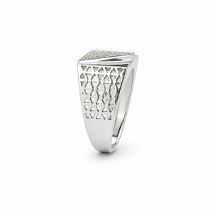 925 Sterling <b>Silver</b> Geometric Triangle Cubic Zirconia Signet <b>Ring</b> for <b>Men</b> Party Wedding High Polish Finish - Product Image 4