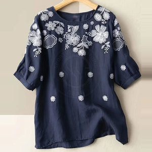 เสื้อยืดผู้หญิงแฟชั่นเรียบง่าย เสื้อยืดผ้าฝ้ายนุ่ม สวมใส่สบาย เสื้อยืดผู้หญิงใส่ได้ทุกวัน - Product Image 2