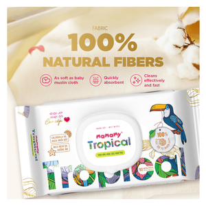Lingettes humides pour bébé Mamamy Tropical OEM, 90 pièces, non tissées, 100% rayonne, huile de calendula et d'Inca Inchi, taille 200mmx150mm, avec couvercle - Product Image 3